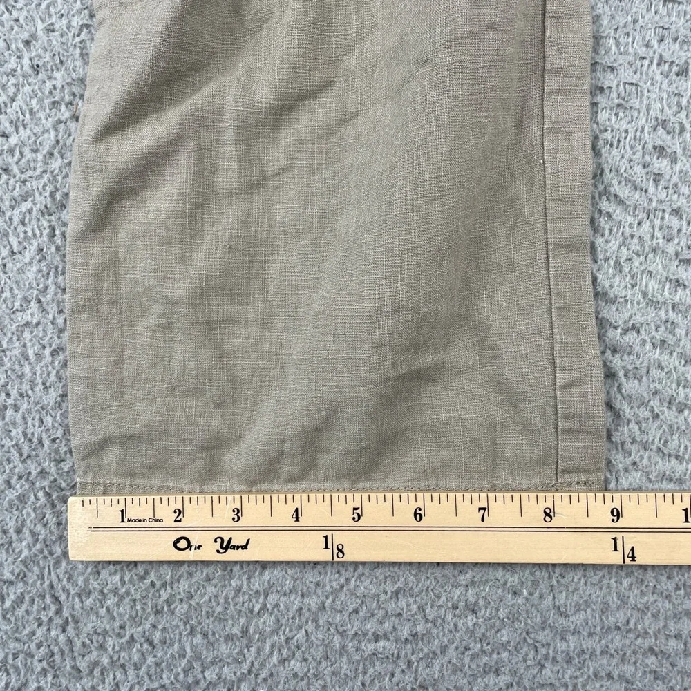 Cova Pants Mens XL Tan Linen Blend H15007 Casual Straight Leg Elastic Waist